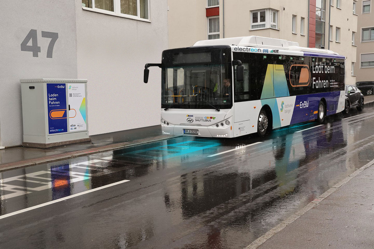 Bus charging wirelessly in Balingen, Germany