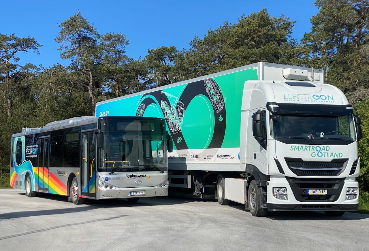 Gotland electric bus and truck side by side