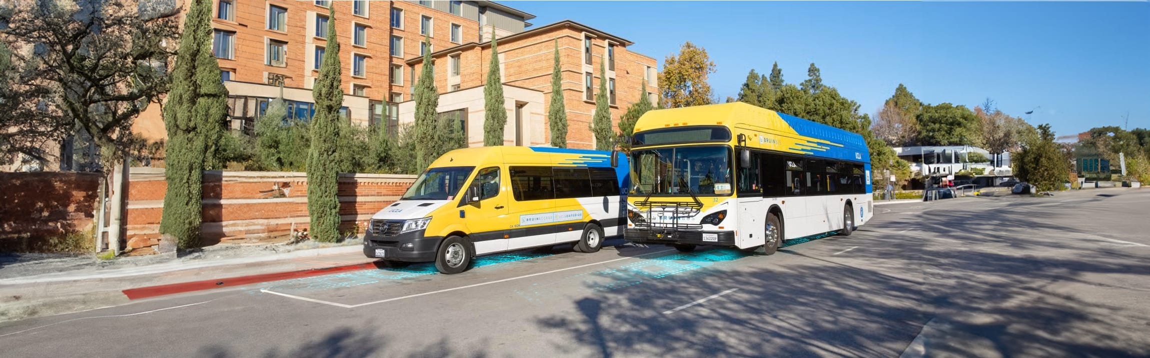 Inductive coils beneath UCLA’s campus road will let electric BruinBus shuttles and other vehicles charge wirelessly while parked or driving