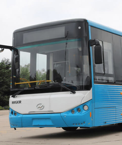 Front view of Electreon bus part of an electric vehicle fleet