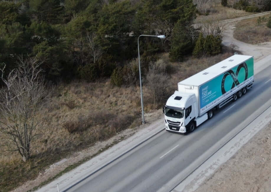 Electric truck charging on road